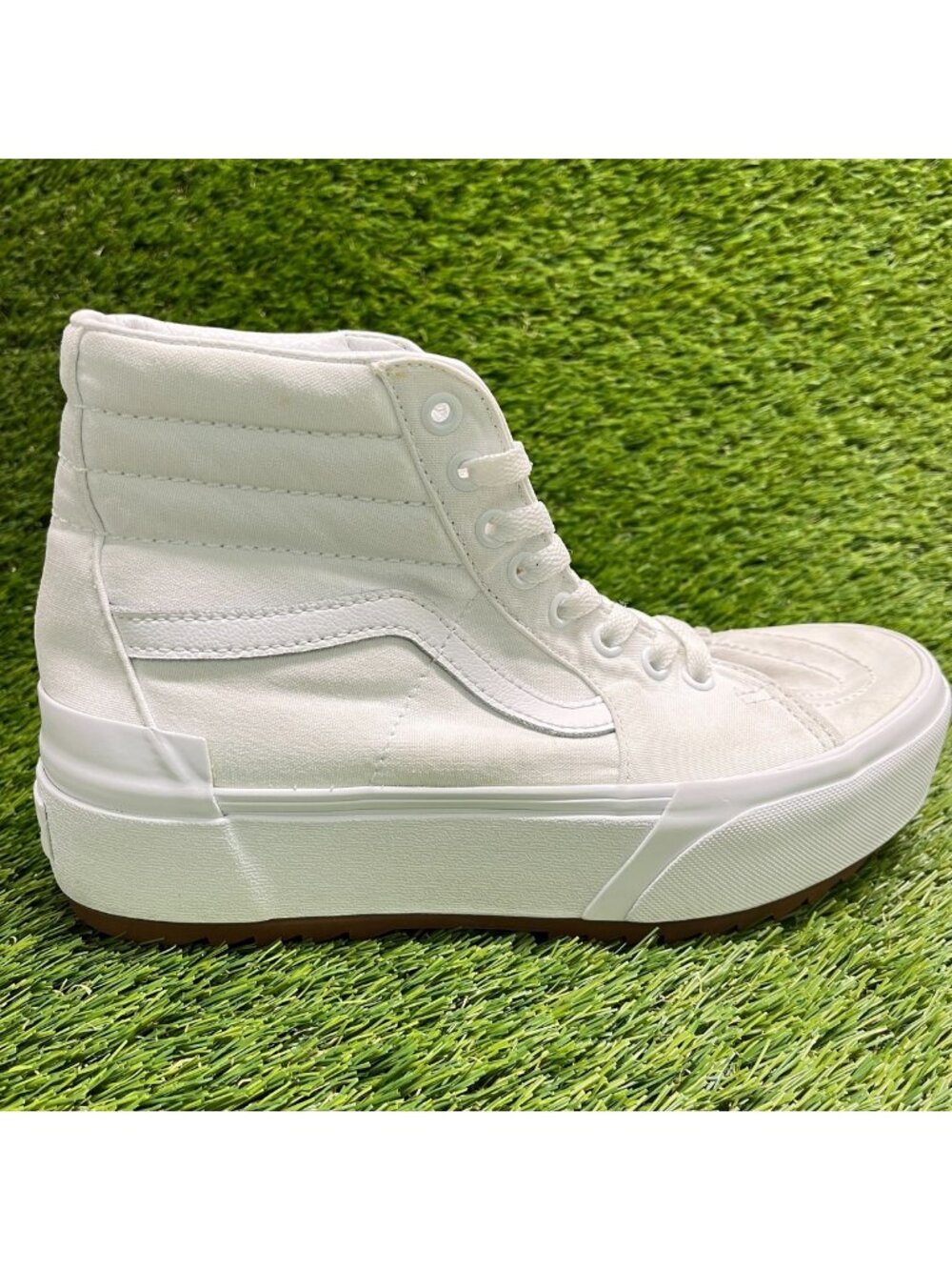 Vans Sk8-Hi Stacked Platform Womens Size 9 White Athletic Skate Shoes Sneakers
